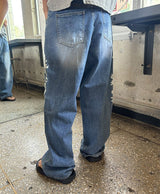 [Unisex] Real stitch semi wide denim pants
