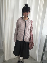 ストライプフードジップアップ