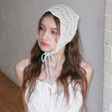 Shell Stripe Hair Scarf (Ivory & Sky Blue)