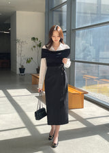 Ever Buckle Strap Wrap Long Skirt