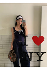Number Navy Casual Banding Pants