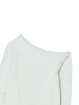 DAMAGE OFF SHOULDER KNIT WHITE