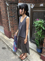 Libe Vintage Button Layered Sleeveless