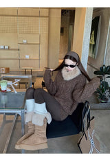 ファー ハイネック グラデーション ウールニット パンツ セットアップ