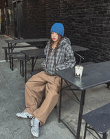 Bay Check Shearling Hooded Jumper