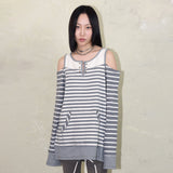 OVERLOCKED OFF-SHOULDER T-SHIRT: ST. GREY