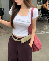 [ORIGINAL] スクープスクエアベルベットショートスリーブTシャツ