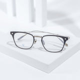 Knouun Square titanium glasses CODE. 104. A Navy N Silver