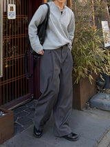 フィットヘンリーネックロングスリーブTシャツ