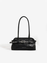 レトロフォックスレザーフレンチバゲットショルダーバッグ
