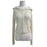  Breeze Layer See-through Button Hood Long Sleeve Knit Cardigan (4 colors)
