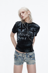 ディストレストクロススタデッドTシャツ