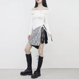 アヌオフショルダーバックルtシャツ