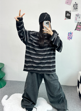 ショルダースナップウォーマーポイントストリッピードニット🤎🖤🧸 - 2カラーズ