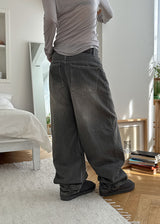 HEM SHIRRING GREY DENIM