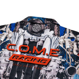 [UNISEX] Automobile Parts Camp-Collar Printed Shirt (Blue)