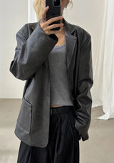 [F/W] レザーアギングオーバーフィットブレザー(2color)