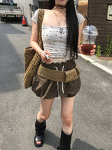 shoeshoe layered pumpkin shorts