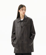 FAUX LEATHER CARCOAT