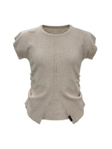 Front Slit Shirring Knit Top