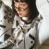 Enin Nordic duffle Button Short Knit Cardigan