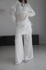 chiffon wrap skirt layered pants (2color)