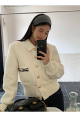 Gold button quilting jacket cardigan