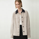 (JK-3014)ESSENTIAL PIGMENT COLLAR DENIM JACKET