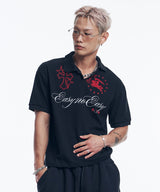 ホース エンブレム エンブロイダリー カラー Tシャツ - ブラック