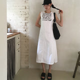 Vincy Nylon Lettering Sleeveless Long Dress