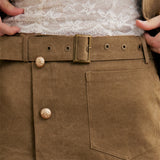 Layered asymmetrical check frill skirt