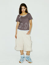 ZIPPER HEART TEE CHARCOAL