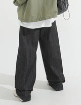 Overfit Maxi-legnth Pintuck Wide Raw Denim Pants
