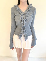 1075. Fringe wool knit cardi (4color)