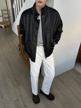 ASCLO Mono High Neck Leather Blouson (2color)