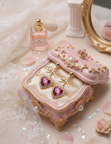 [IVE Leeseo, Jo Yuri Earring] Rosepink Heart and Ribbon Earring