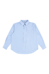 Blue stripe overfit shirts & tie set