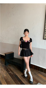 Real Flower Black Short Sleeve Tee