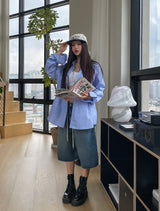 EZEN KILLING WASHING BERMUDA DENIM PANTS