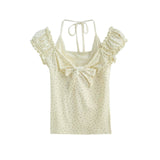 Lure Ribbon Shirring Slim Top