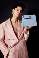 LUVEL shoulder mini leather bag / Pastel Blue