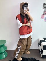 トラックカーゴストリングパディングパンツ ❤🖤🤎💚💙5カラー
