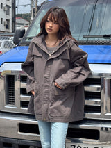 DETACHABLE HOOD FIELD JACKET CHARCOAL