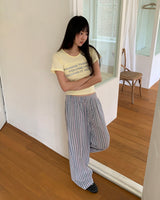 シュディストライプバンディングロングワイドパンツ