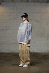 JERRY STRIPE OVERFIT LONG SLEEVE T-SHIRT / GRAY