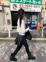 リボンフレアレザーミニスカート(2C)