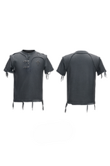 Distressed Ribbed Henley T-Shirt