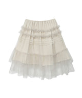チュールフリルミディスカートソフトバター