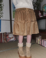 (2color) Bohemian Stitch Suede Tiered Skirt