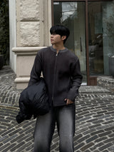 Fog lip zip-up knitwear